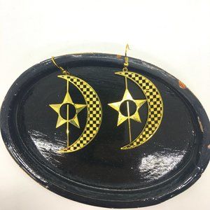 Moon and Star Dangle Earrings